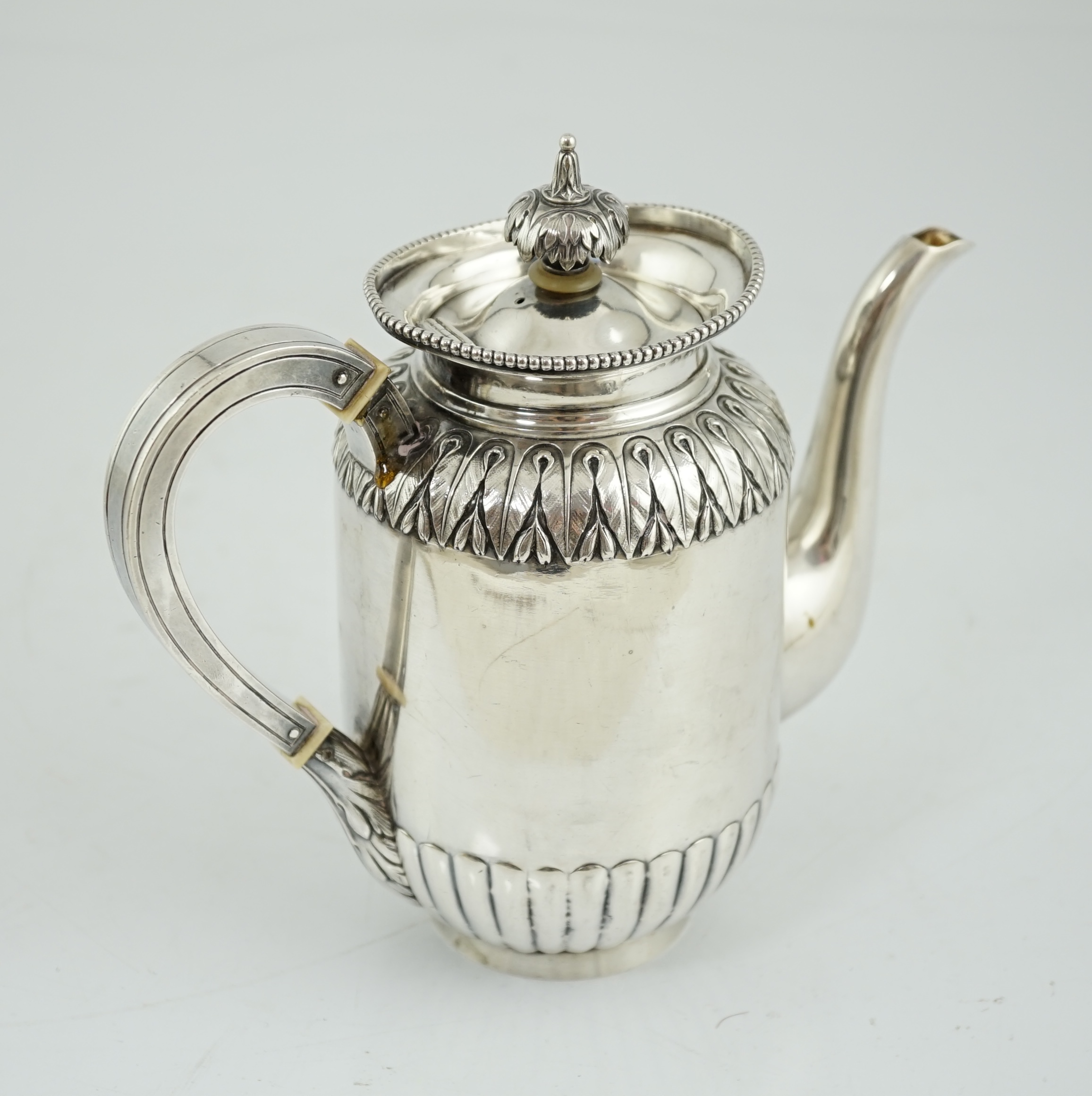 Carl Faberge - A late 19th/early 20th century Russian 84 zolotnik silver coffee pot, CITES submission reference: T7CQVQS9